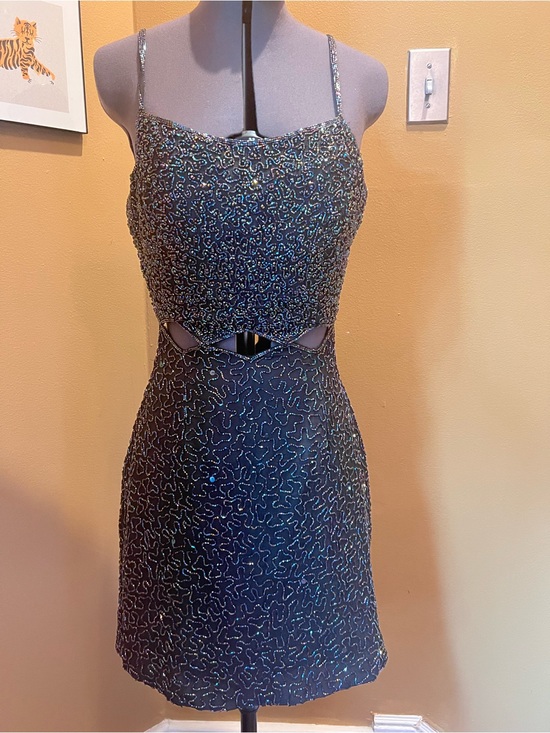 Scala Dresses & Skirts - Vintage Scala Iridescent Black Beaded Mini Dress